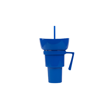 Blue 2-in-1 Snack and Drink Cup – Reusable Party Tumbler with Lid and Straw
